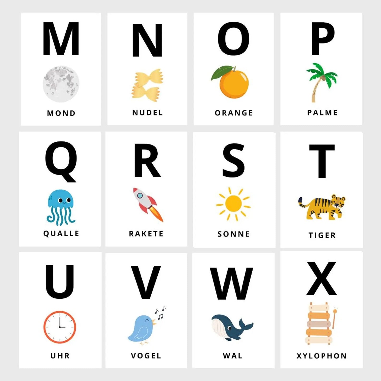 ABC Alphabet Flash Cards for Kids (Printable PDF) | 26 A-Z Flashcards + 7 Cut-Out Pages | Preschool, Kindergarten & Homeschool Learning | Digital Download