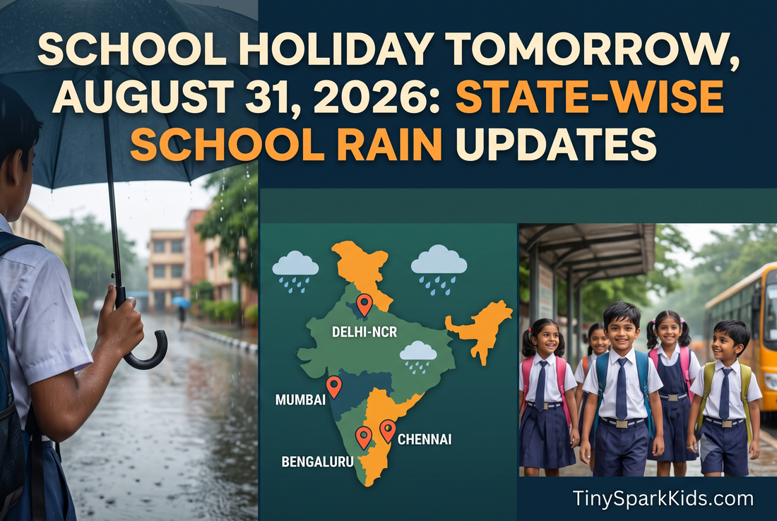 School Holiday Tomorrow, August 31, 2026: State Wise School Rain Updates for Delhi-NCR, Mumbai, Chennai, Bengaluru and Other States