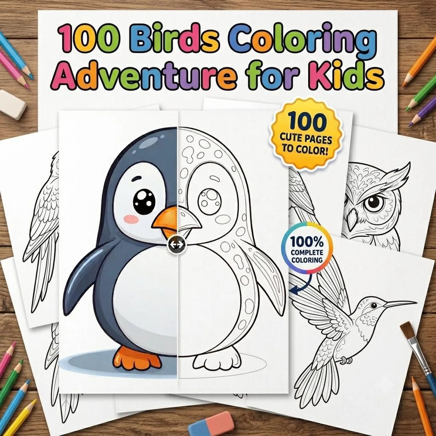100 Bird Coloring Pages for Kids | Printable PDF Activity Book | Summer Fun Learning