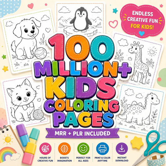 100 Million+ Kids Coloring Pages Bundle | Mega Printable Coloring Book Collection