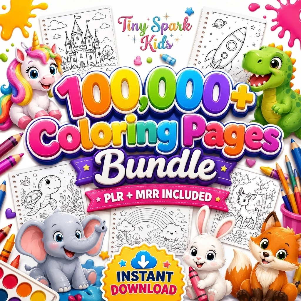 100,000+ Coloring Pages Bundle | 100+ Printable Coloring Books for Kids & Adults