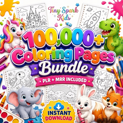 100,000+ Coloring Pages Bundle | 100+ Printable Coloring Books for Kids & Adults