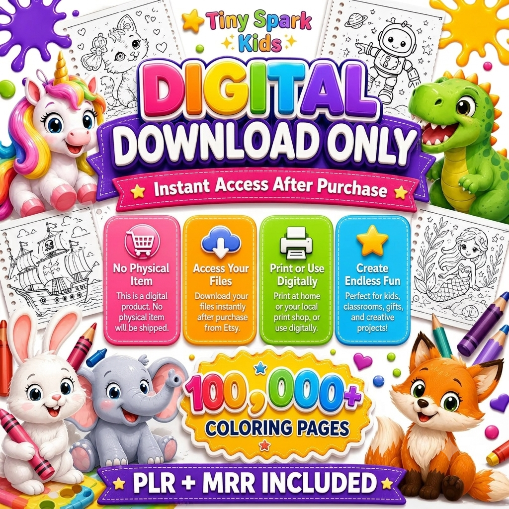 100,000+ Coloring Pages Bundle | 100+ Printable Coloring Books for Kids & Adults