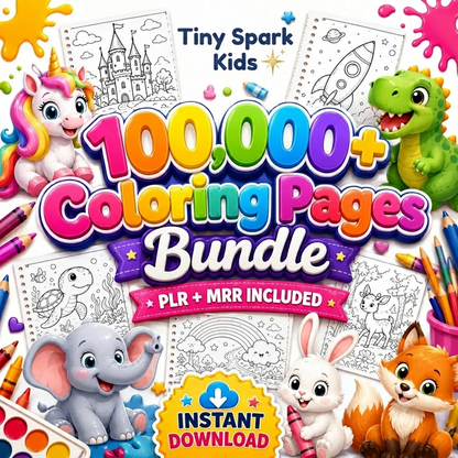 100,000+ Coloring Pages Bundle | 100+ Printable Coloring Books for Kids & Adults