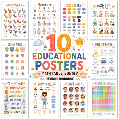 10 Educational Posters Bundle | Preschool Learning Printables