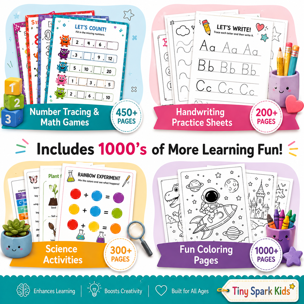15,000+ Kids Activity Pages Bundle | Preschool Worksheets, Kindergarten Printables, Homeschool Activities