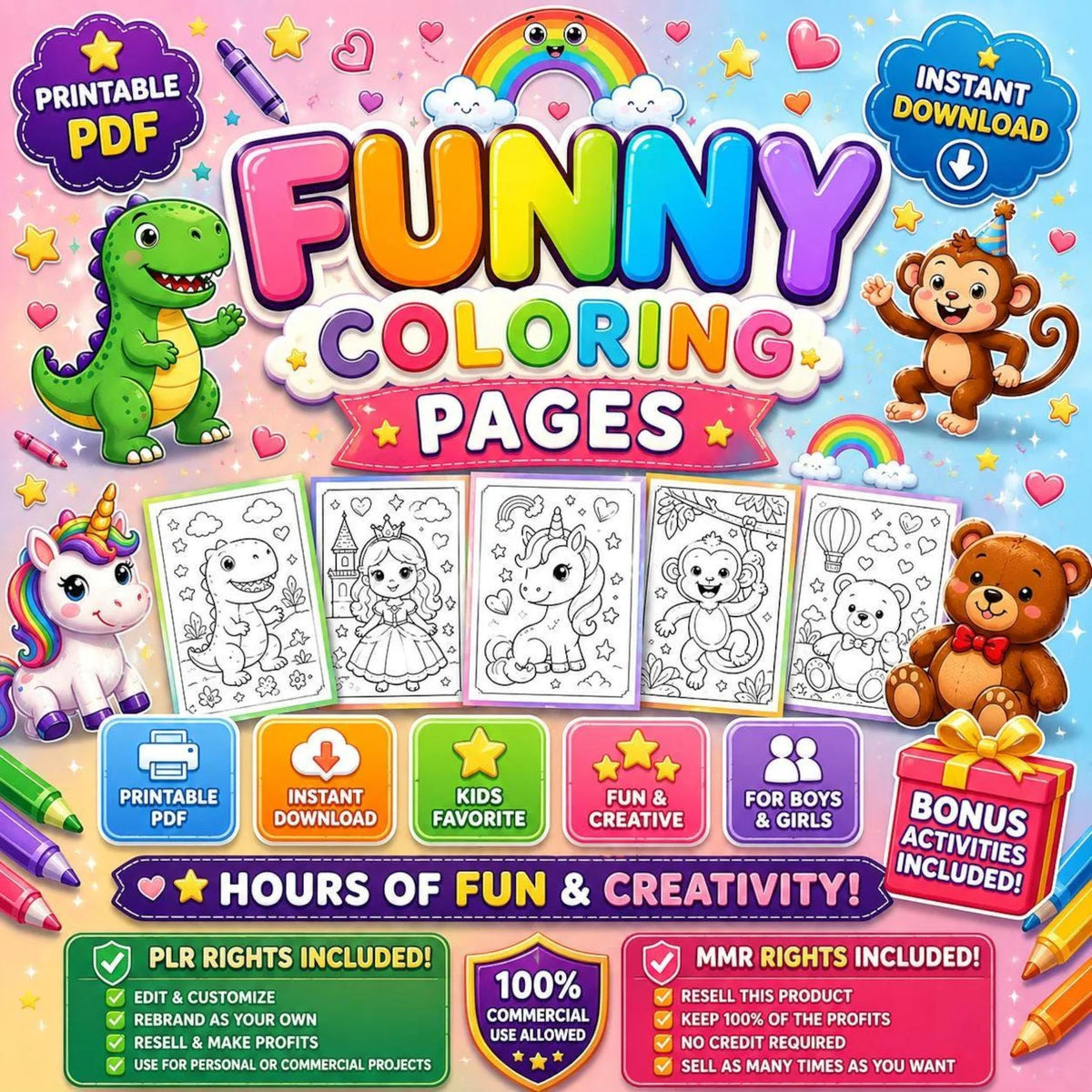 200,000+ Kids Learning Bundle | Coloring Pages & Worksheets PLR MRR