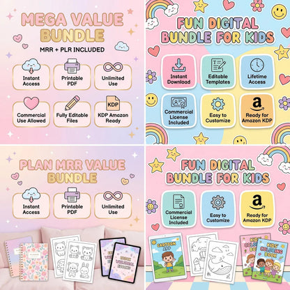 200,000+ Kids Learning Bundle | Coloring Pages & Worksheets PLR MRR
