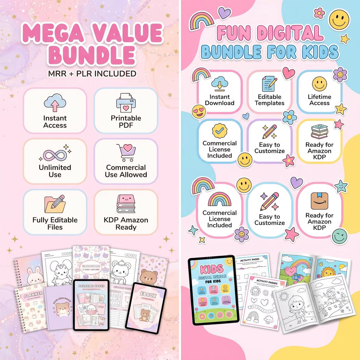 200,000+ Kids Learning Bundle | Coloring Pages & Worksheets PLR MRR
