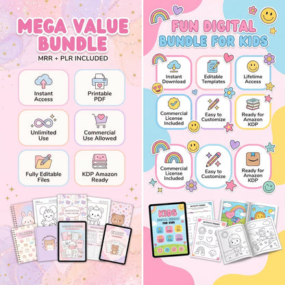 200,000+ Kids Learning Bundle | Coloring Pages & Worksheets PLR MRR