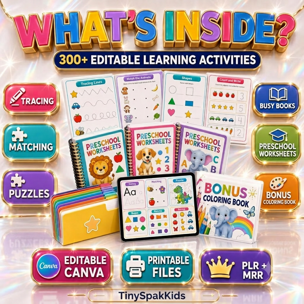 300+ Montessori Worksheets Bundle | Editable Canva Preschool Activities