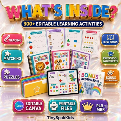 300+ Montessori Worksheets Bundle | Editable Canva Preschool Activities