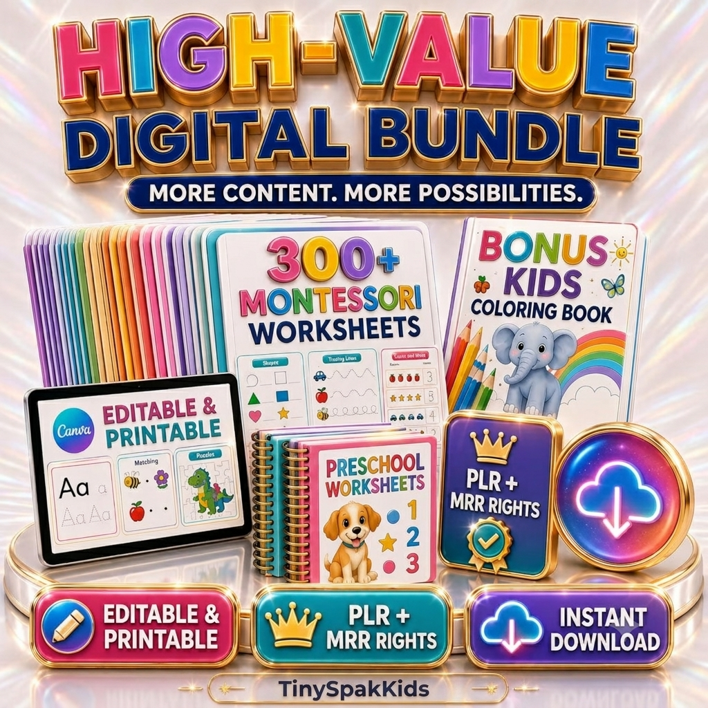 300+ Montessori Worksheets Bundle | Editable Canva Preschool Activities