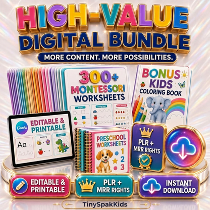 300+ Montessori Worksheets Bundle | Editable Canva Preschool Activities