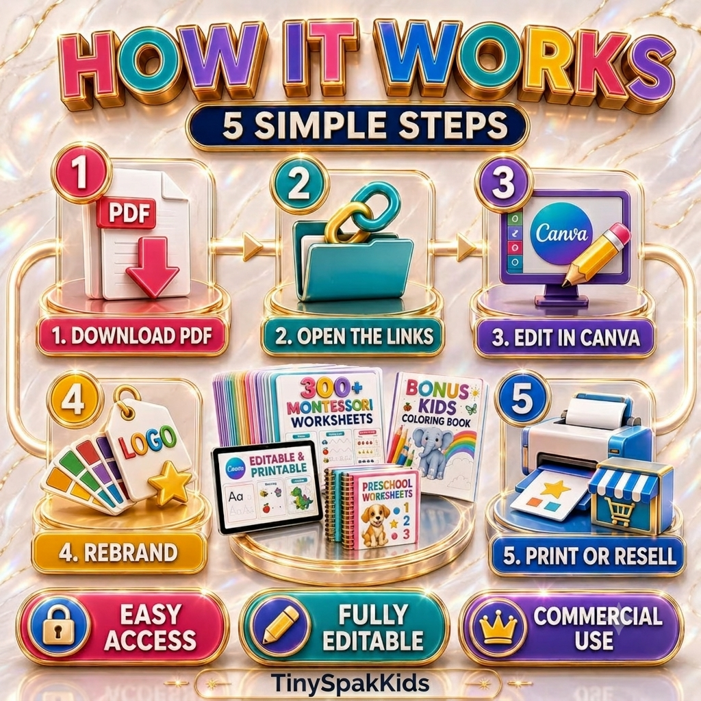 300+ Montessori Worksheets Bundle | Editable Canva Preschool Activities