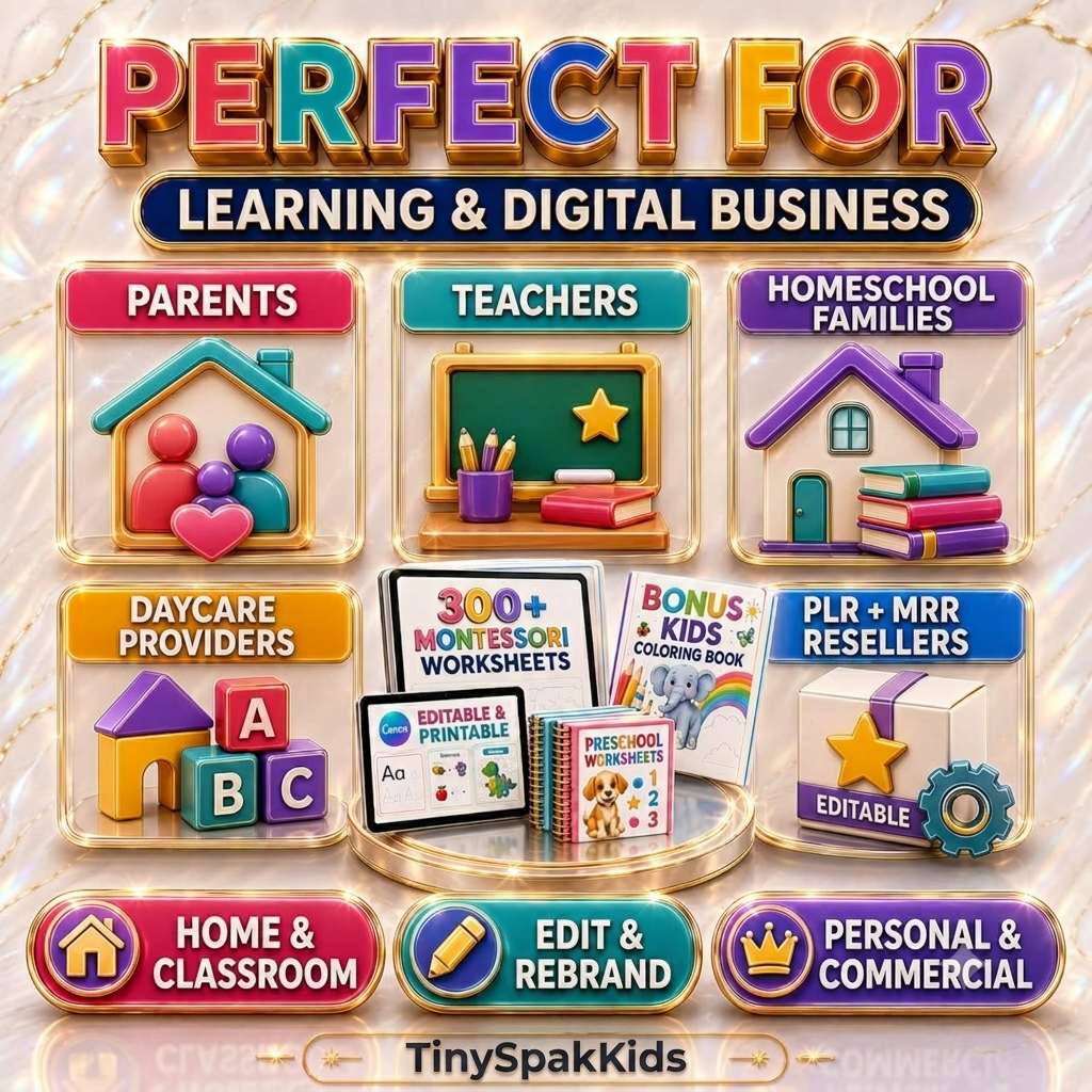 300+ Montessori Worksheets Bundle | Editable Canva Preschool Activities