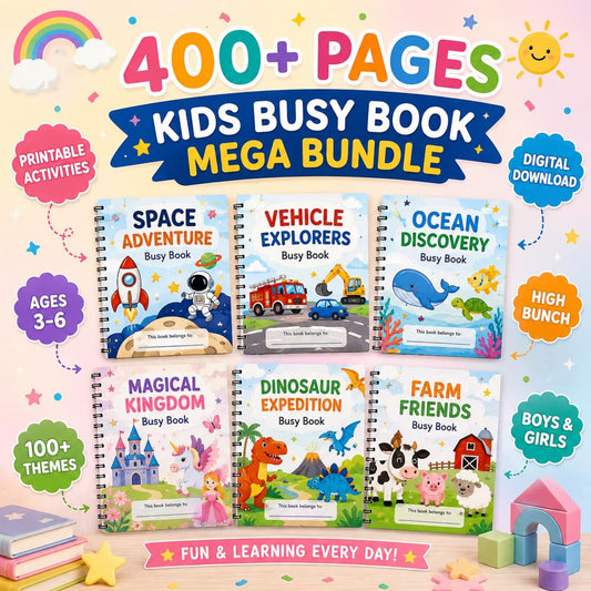 400+ Kids Learning Activities Bundle PLR MRR | Editable Canva Worksheets | Preschool & Kindergarten Printable