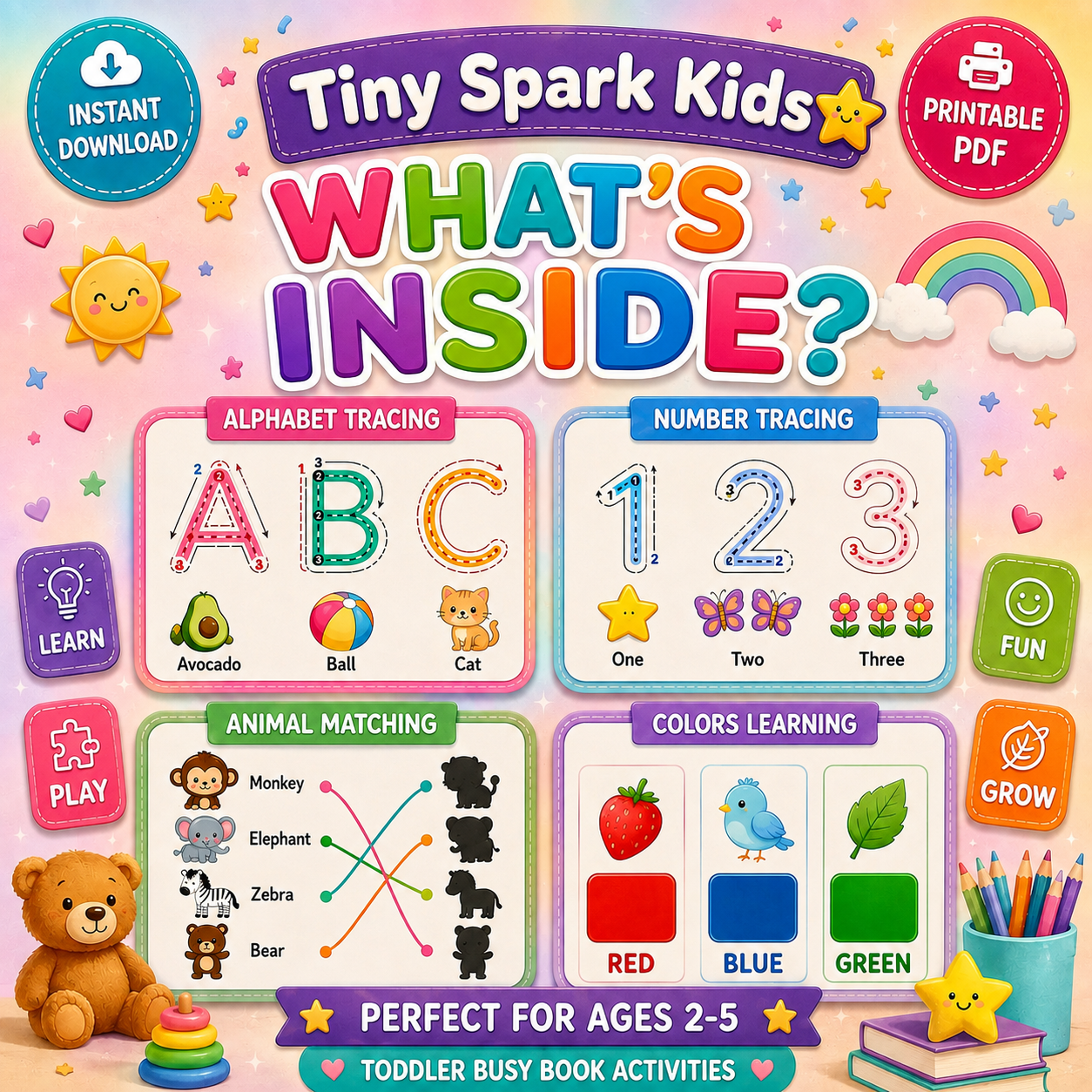400+ Kids Learning Activities Bundle PLR MRR | Editable Canva Worksheets | Preschool & Kindergarten Printable