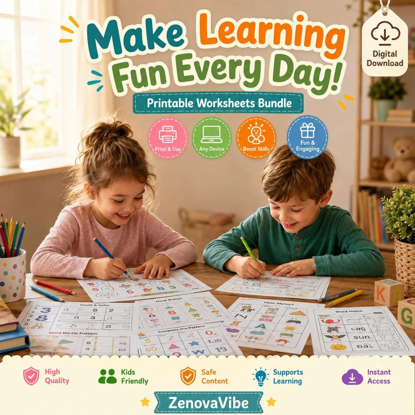 500,000+ Kids Educational Printables Bundle PLR MRR | Printable Worksheets, Coloring Pages, Busy Books, Flashcards, Homeschool Curriculum, Learning Games | Commercial Use | Instant Download