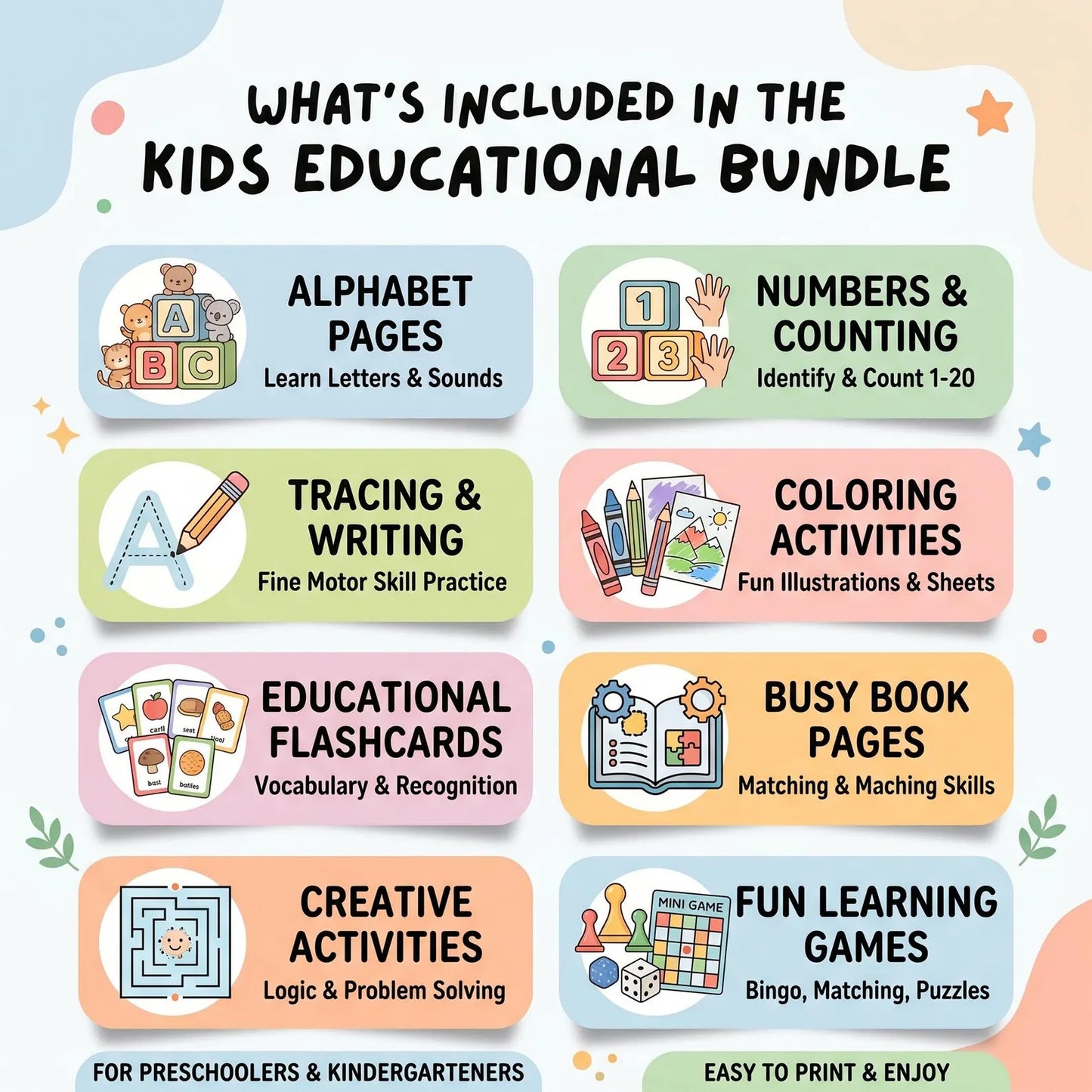 500,000+ Kids Learning Pages Bundle | Printable PDF Worksheets + Canva Templates | Preschool & Kindergarten Educational Activities | Digital Download