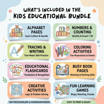 500,000+ Kids Learning Pages Bundle | Printable PDF Worksheets + Canva Templates | Preschool & Kindergarten Educational Activities | Digital Download