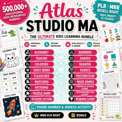 500,000+ Kids Learning Pages Bundle | Printable PDF Worksheets + Canva Templates | Preschool & Kindergarten Educational Activities | Digital Download