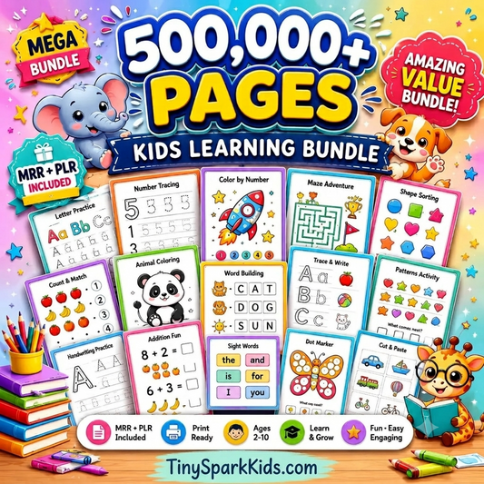 500,000+ Kids Educational Printables Bundle | Printable Worksheets, Coloring Pages, Busy Books