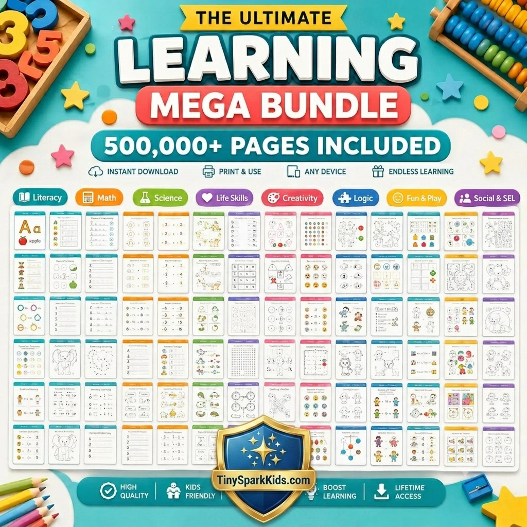 500,000+ Kids Educational Printables Bundle | Printable Worksheets, Coloring Pages, Busy Books