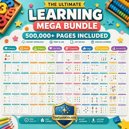 500,000+ Kids Educational Printables Bundle | Printable Worksheets, Coloring Pages, Busy Books