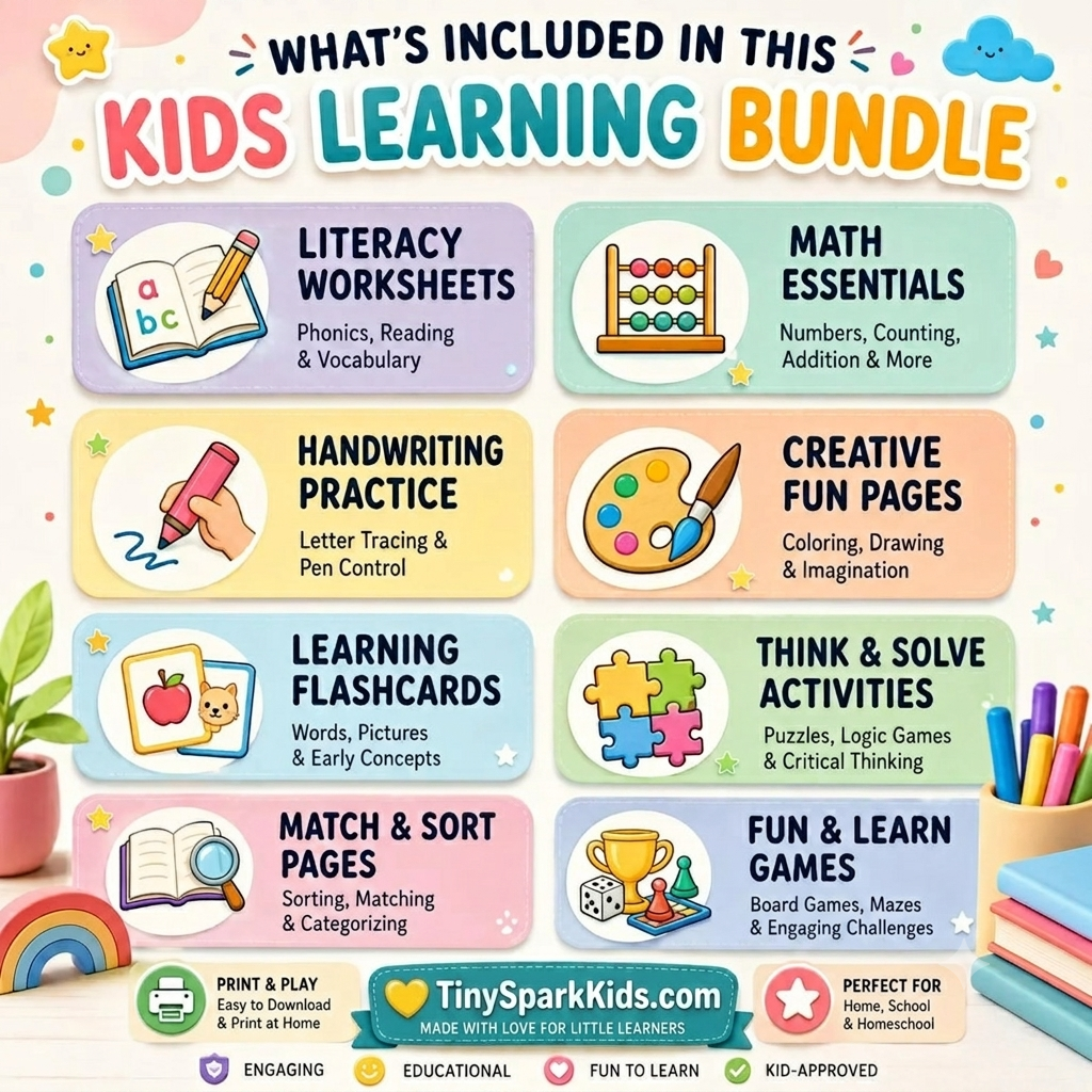 500,000+ Kids Educational Printables Bundle | Printable Worksheets, Coloring Pages, Busy Books