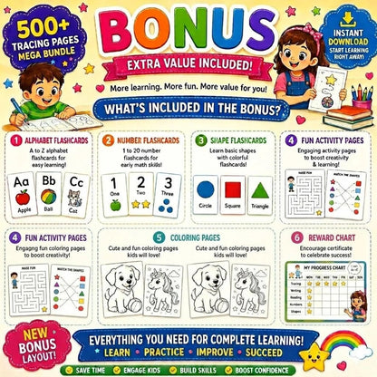 500+ Tracing Worksheets for Kids | Preschool & Kindergarten Printable