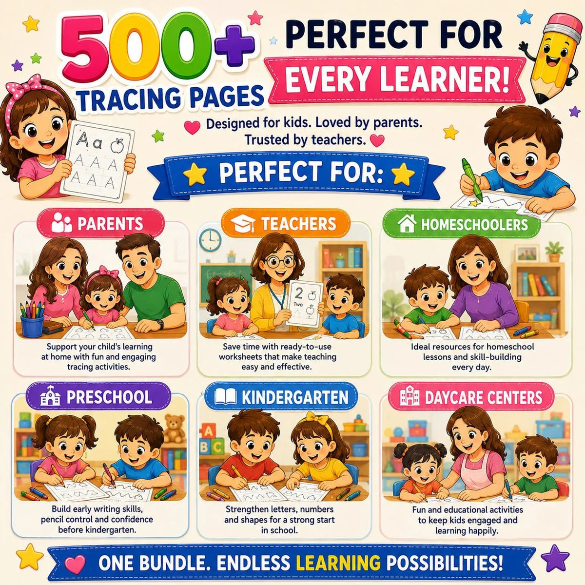 500+ Tracing Worksheets for Kids | Preschool & Kindergarten Printable