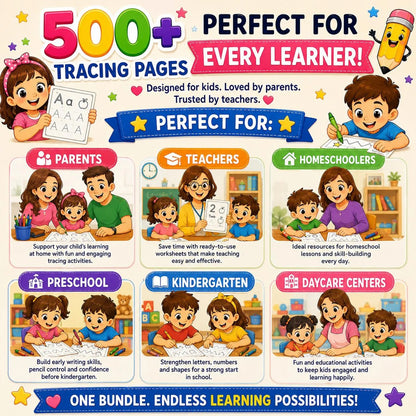 500+ Tracing Worksheets for Kids | Preschool & Kindergarten Printable