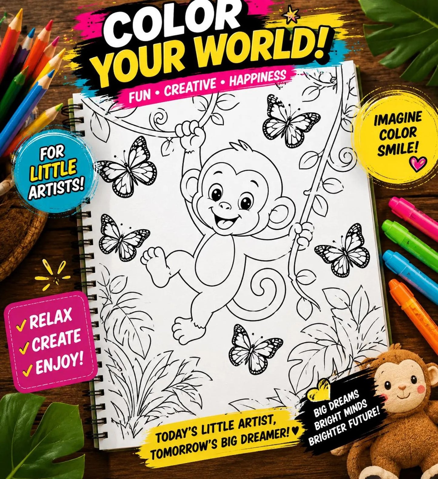🦁 50 Cute Baby Animals Coloring Book for Kids (Digital PDF Download)
