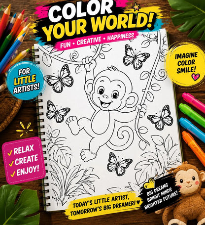 🦁 50 Cute Baby Animals Coloring Book for Kids (Digital PDF Download)