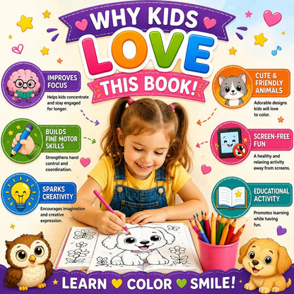 🦁 50 Cute Baby Animals Coloring Book for Kids (Digital PDF Download)