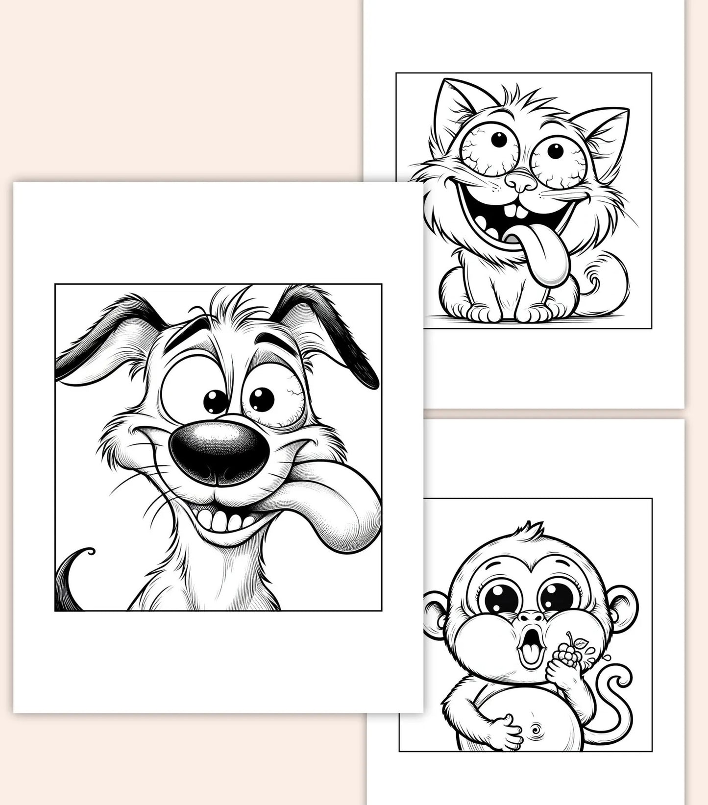 50 Funny Animal Coloring Pages for Kids & Adults | Cute Printable PDF Coloring Book | Fun Activity Sheets