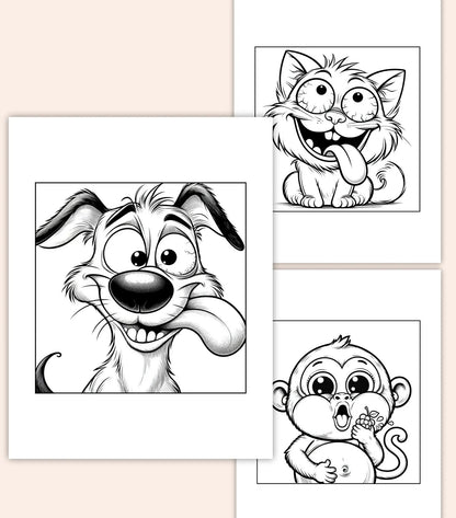 50 Funny Animal Coloring Pages for Kids & Adults | Cute Printable PDF Coloring Book | Fun Activity Sheets