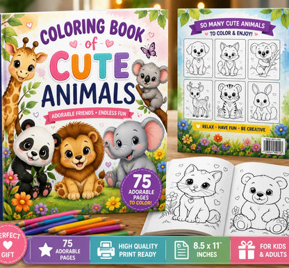 75 Animals Coloring Pages for Kids | Cute Printable Animal Coloring Book PDF