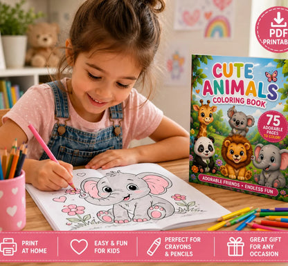 75 Animals Coloring Pages for Kids | Cute Printable Animal Coloring Book PDF