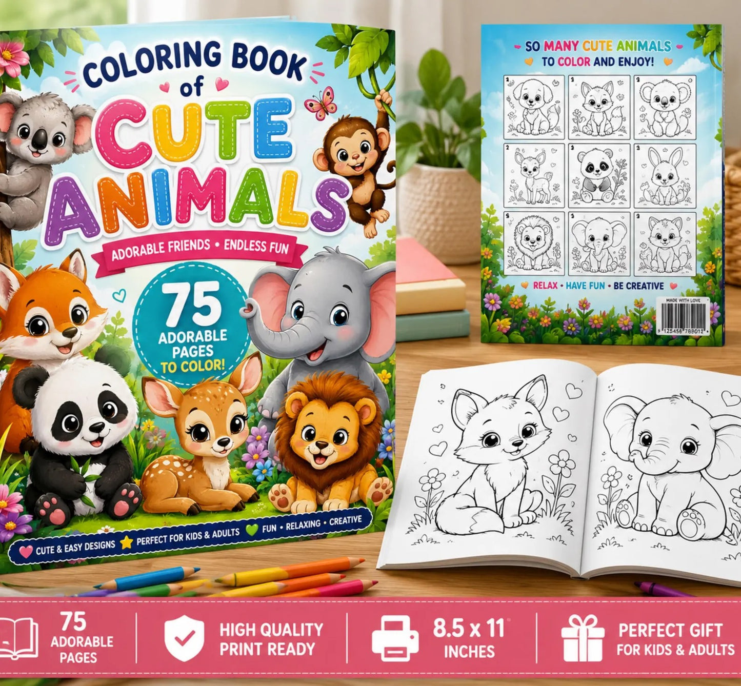 75 Animals Coloring Pages for Kids | Cute Printable Animal Coloring Book PDF