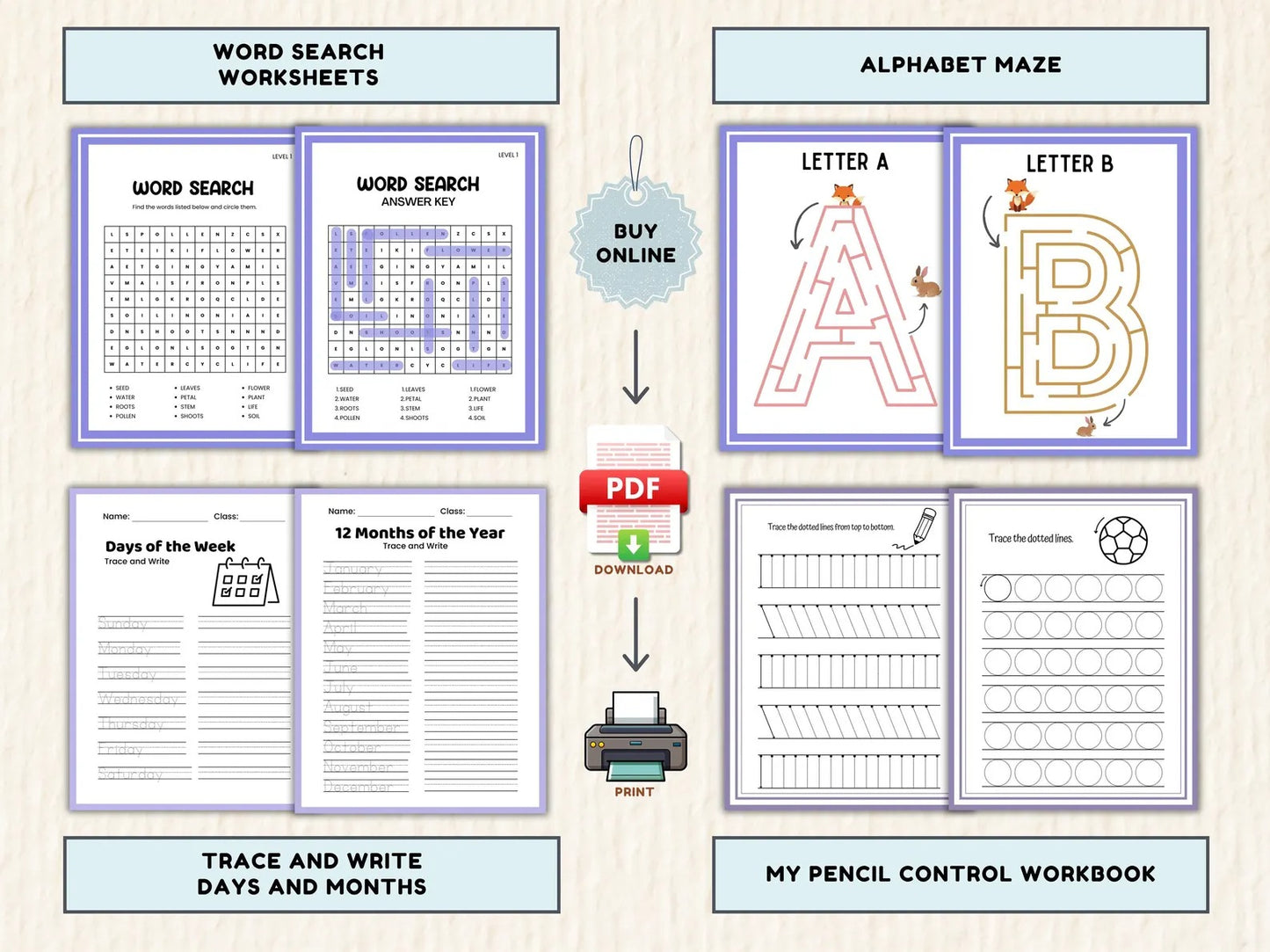 850+ Preschool Worksheets Bundle | Printable Learning Activities for Toddlers & Kindergarten