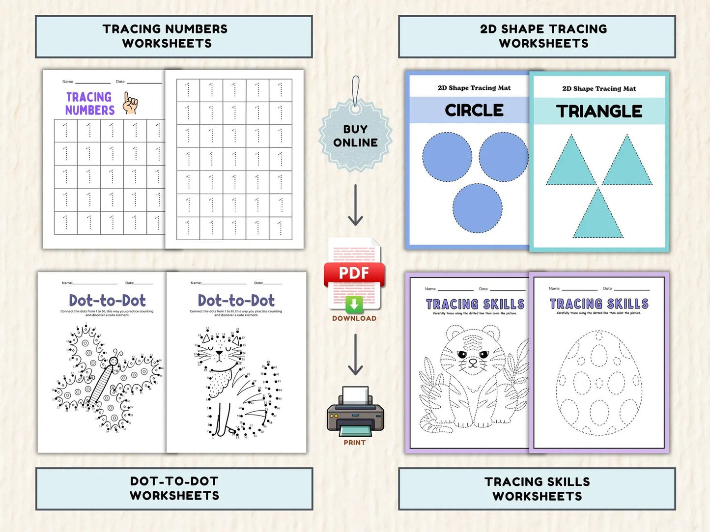 850+ Preschool Worksheets Bundle | Printable Learning Activities for Toddlers & Kindergarten