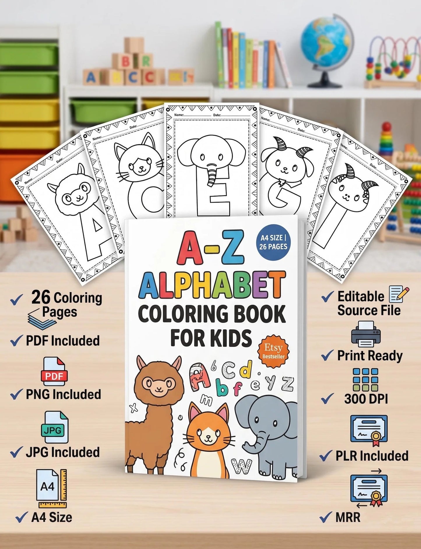 A-Z Alphabet Coloring Pages for Kids | Printable ABC Preschool Worksheets