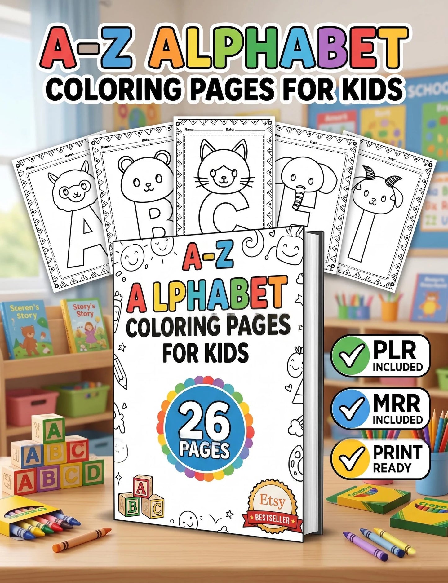 A-Z Alphabet Coloring Pages for Kids | Printable ABC Preschool Worksheets