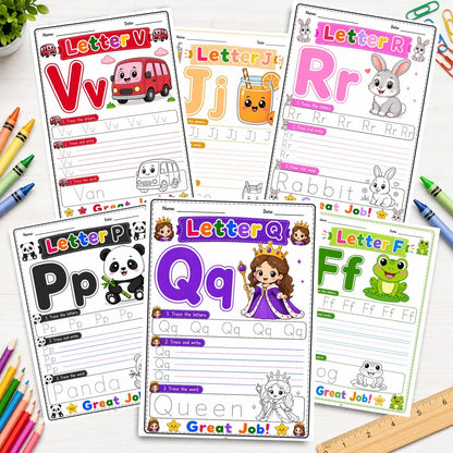 A-Z Alphabet Tracing Worksheets | Preschool ABC Handwriting Printable PDF