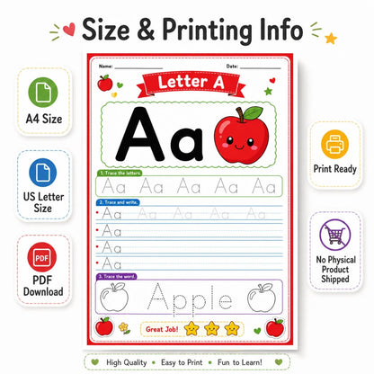 A-Z Alphabet Tracing Worksheets | Preschool ABC Handwriting Printable PDF
