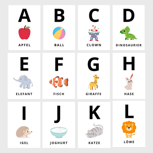 ABC Alphabet Flash Cards for Kids (Printable PDF) | 26 A-Z Flashcards + 7 Cut-Out Pages | Preschool, Kindergarten & Homeschool Learning | Digital Download