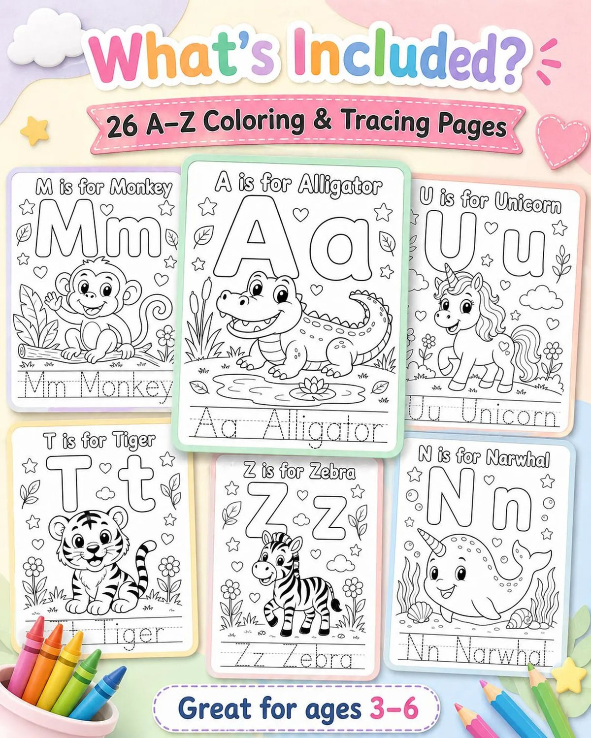 Alphabet Coloring Book for Kids | Printable ABC Worksheets