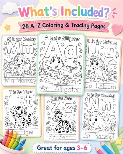 Alphabet Coloring Book for Kids | Printable ABC Worksheets